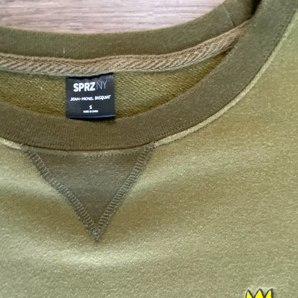 Uniqlo SPRZ NY Jean-Michael Basquiat Crewneck Sweater Olive Sz.S - Picture 2 of 4